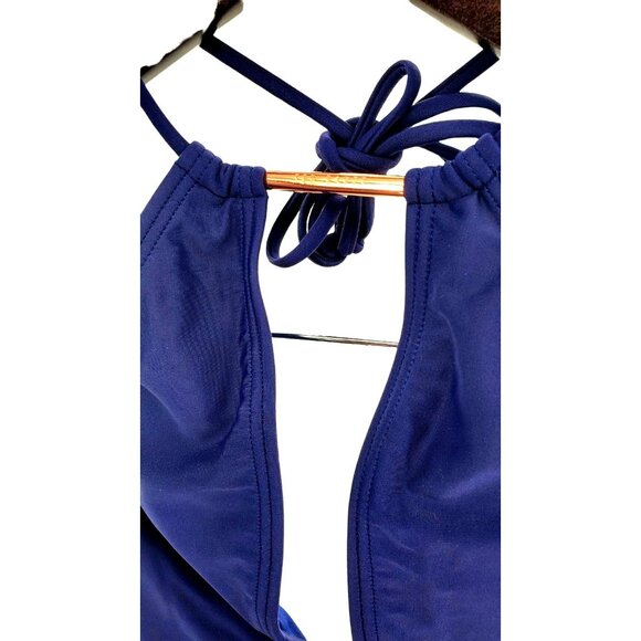 Ted Baker 4 One-piece Swimwear Plunge Cutout Halter Swimsuit Bathing Suit Blue - Picture 5 of 13